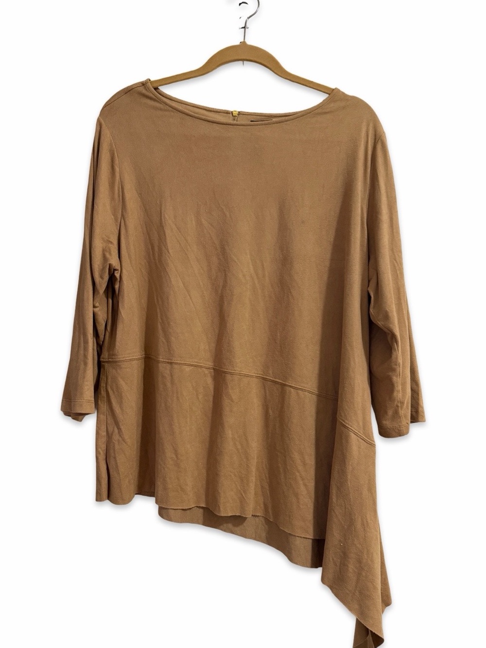 Chicos Travelers Collection Ultra Suede Asymmetrical Top Size 3